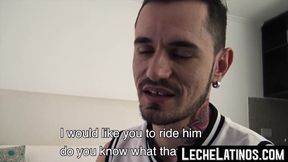 LecheLatinos.com - Latin man's gay initiation with a raw anal fucking and cum swallow