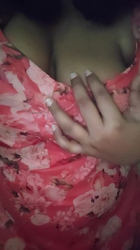 Amateur with big tits exposes her assets