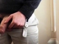 Thick uncut cock pissing