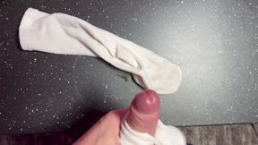 Exclusive: Guy Shows off His Legs and Cums on His Socks.
