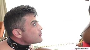 Chesty black tgirl barebacks her guy slave