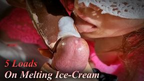Sticky Chocolate Ice-Cream BJ: 5 Cumshots Mixed & Swallowed