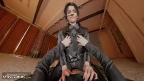 Dark-haired Chani POV deepthroat and big cock ride