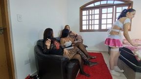 THREE LADYES CONTROL FRAGILE MAID PART 1 BY IZA CANDY, BRITNEY HUNTER, NICOLLY AND GABY CAM BY ALINE FULL HD