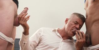 Dillon Stone gets his ass rimmed in a threesome with teens