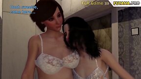 Unexpected transformation: futa lady dresses guy in 3d animation