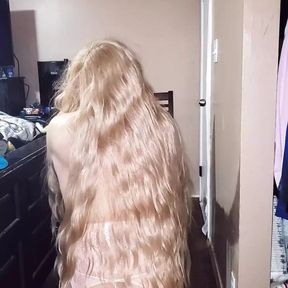 Nice girl play with but plug on shes ass long hair touch shes ass