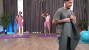Fitness Trainer Fucks Two Clients