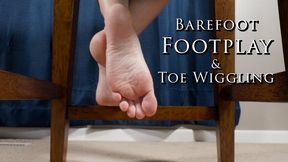 Barefoot Footplay and Toe Wiggling Feet Soles Fetish Under Chair - Kylie Jacobsx - MP4 4K HD