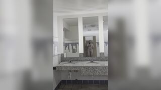 Gay otter nude and jacking within public mall bathroom