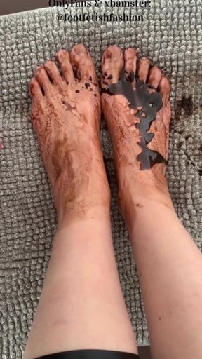 Foot massage with chocolate, part 2/2