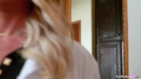 Lesbian stepmom fucks stepdaughter before going to work