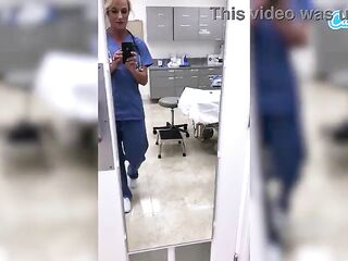 Nurse Gets Excited, Shows Titties & Fingers Wet Twat Live at Work