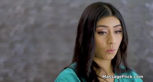 Masseuse and her trainee eating out big tit client