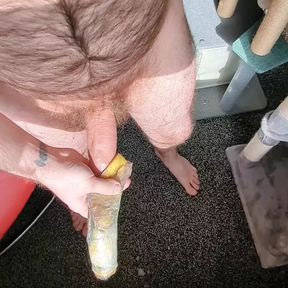 Masturbating with a banana