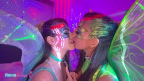 horny pair tiny rhea and sasha tatcha turn up the rave energy fast!