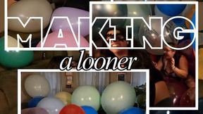 Making A Loonerer - Friend's first time popping balloons.