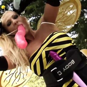 Clara G has turned into a bee full of sex toys ready to