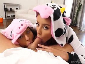 Horny Babes Give A Halloween Blowjob Treat