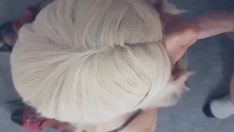 Crossdresser twink gives amateur blowjob to older man