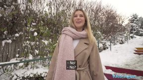 Cute blonde outdoor POV blowjob hardcore sex in secret location big dick tight pussy