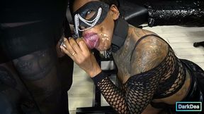 the kinky queen  dark dea  in fetish gyno-examination with pissing and hard fucked