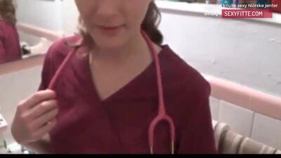 Nurse is filmed POV-style while giving a blowjob during check-up