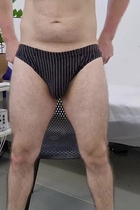 Big Oiled Cock Masturbating and Cum on Latex Gloves