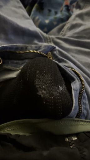 Army soldier jerks off wearing a black jock and jeans - shoots a nice load!   Clip 2