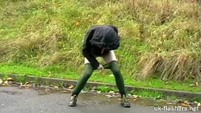 Lassie urinating and fondling herself in plain sight