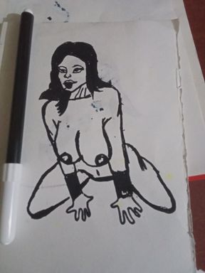 Nude drawing of an animated girl