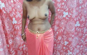 Sexy Desi Lady Dancing in Pink Saree