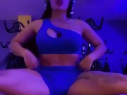 Streching in the gym, very hot and sweating more in my Onlyfans page @saduargonzalez