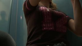 18-Year Old Nicole Ray Wacks Off Thick Cock And Gets Plowed In Restroom