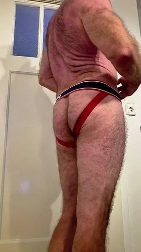 Hairy Bear Tries on Jockstrap