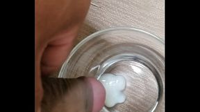 Japanese masturbation. Mass ejaculation in glass