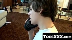 ToesXXX.com - Twink's toe-sucking and intense anal stuffing session