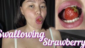 Swallow bunch of strawberry