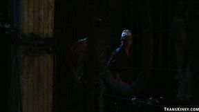 ”Shemale fucks bound man in a Cemetary”