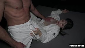 Amateur Asian fresh gives sloppy blowjobs and gets punished with a