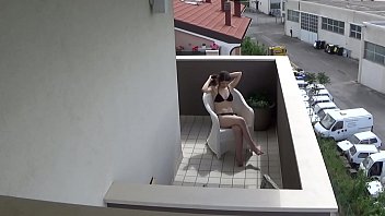 Spying my teen neighbour masturbating on her balcony