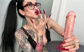 New Red Long Sharp Nails, Claws and Handjobs