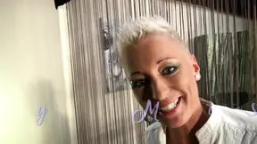 Tattooed blonde beauty gets her twat pleasured POV