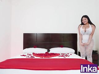 INKA SEX - Large-breasted Colombian woman is caught with her pants full of goo by her boyfriend on Valentine's Day - Mishell Morales.