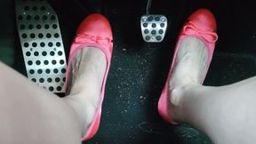 Coral Satin Flats On Pedals