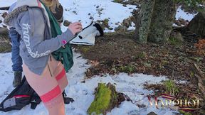 Snowy Forest I Suck My Boyfriend and a Walker, He Fucks My Pussy in the Snow While I Suck My Boyfriend