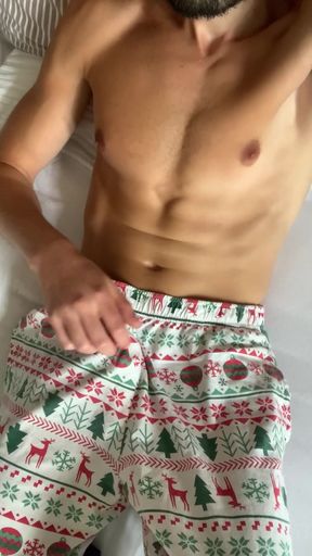 Solitary man plays with his big dick at home