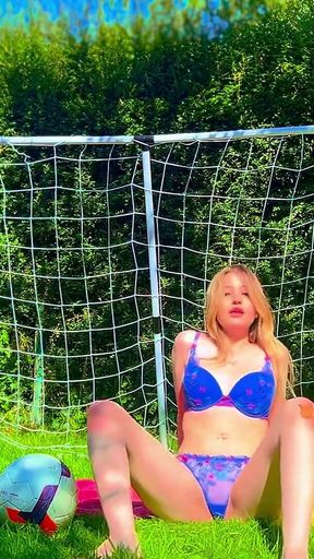 Brazilian Football Girl Jersey Tease to Lingerie Orgasm