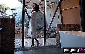 Ebony babe Angel Constance showing her perfect all natural black body