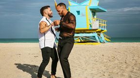 Muscular Latin men, two hunks, fuck each other